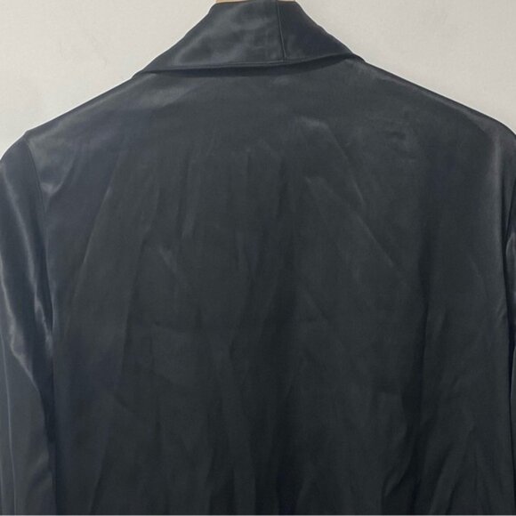 Blissy 100% Mulberry Silk Robe Black — One Size (32-Momme, Grade 6A) - Picture 7 of 10